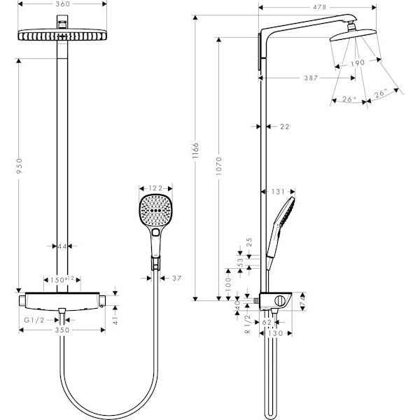 SADESUIHKUHANA HANSGROHE 26947000 RAINDAN E360 AIR NORD