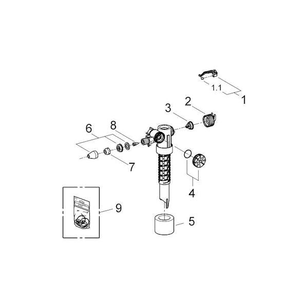 WC-VARAOSA GROHE 37095000 TÄYTTÖVENTTIILI DAL