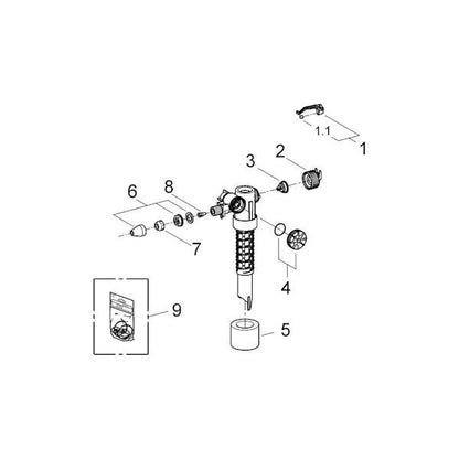 WC-VARAOSA GROHE 37095000 TÄYTTÖVENTTIILI DAL