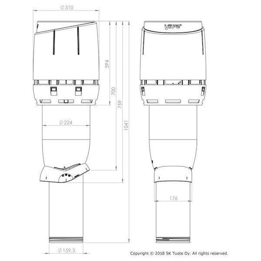 POISTOPUTKI VILPE FLOW XL160P/IS/700 MUSTA