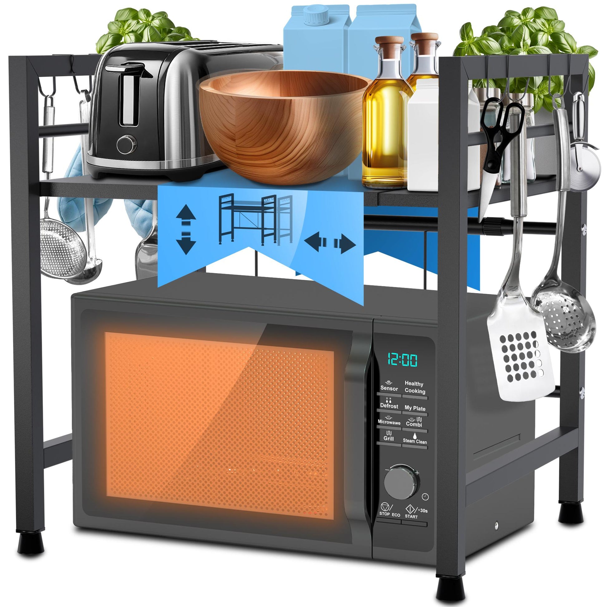 Mikroaaltouunin hylly Marana porrastettu