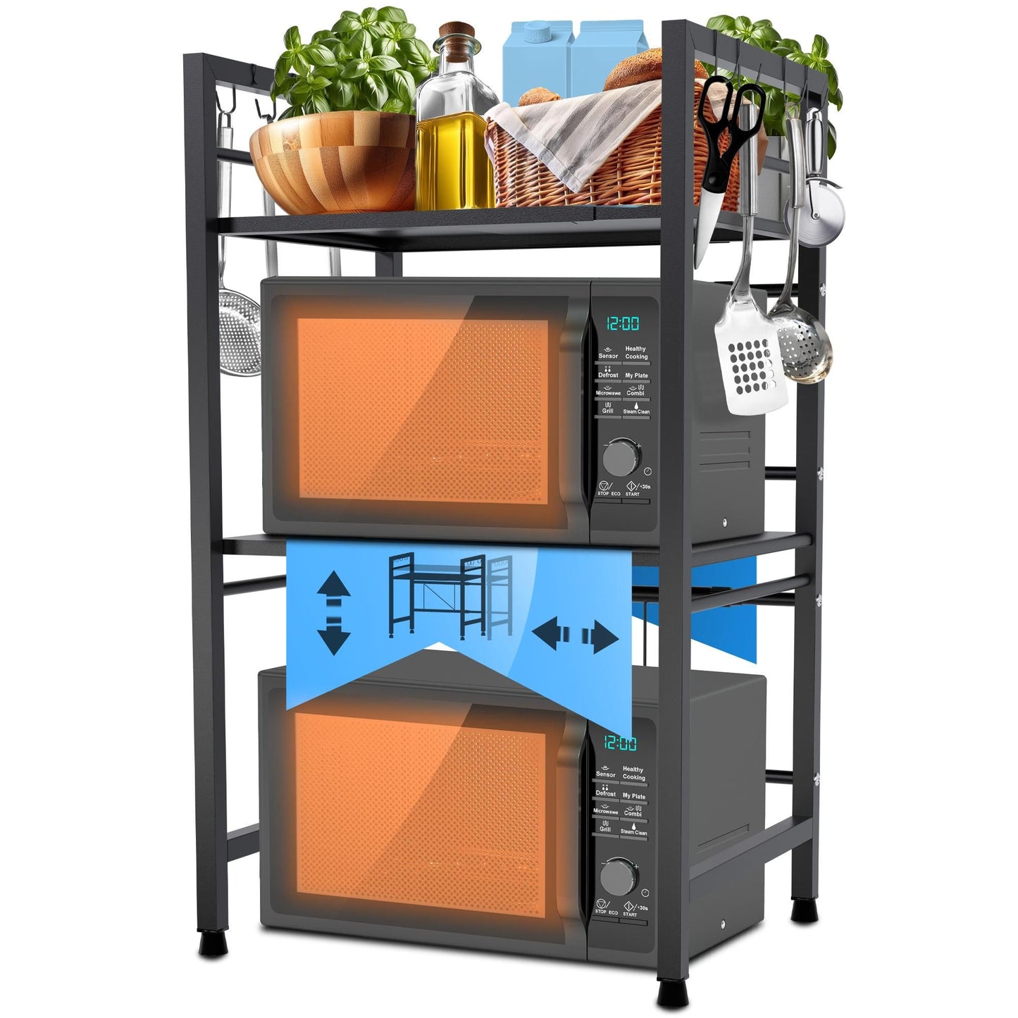 Mikroaaltouunin hylly Marana porrastettu