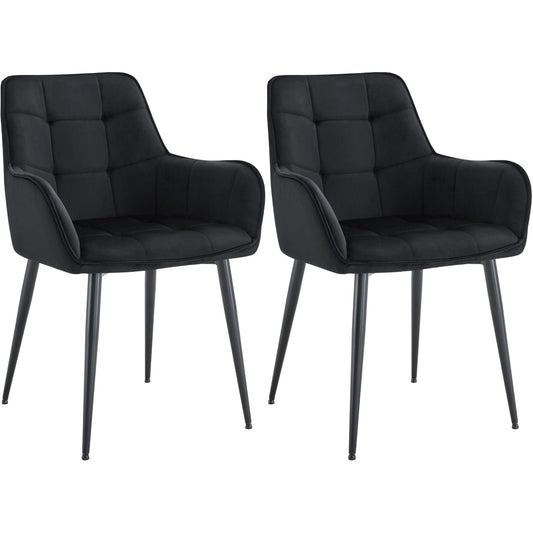 Sarja 2 kpl Ferndale samettia ruokapöydän tuolia