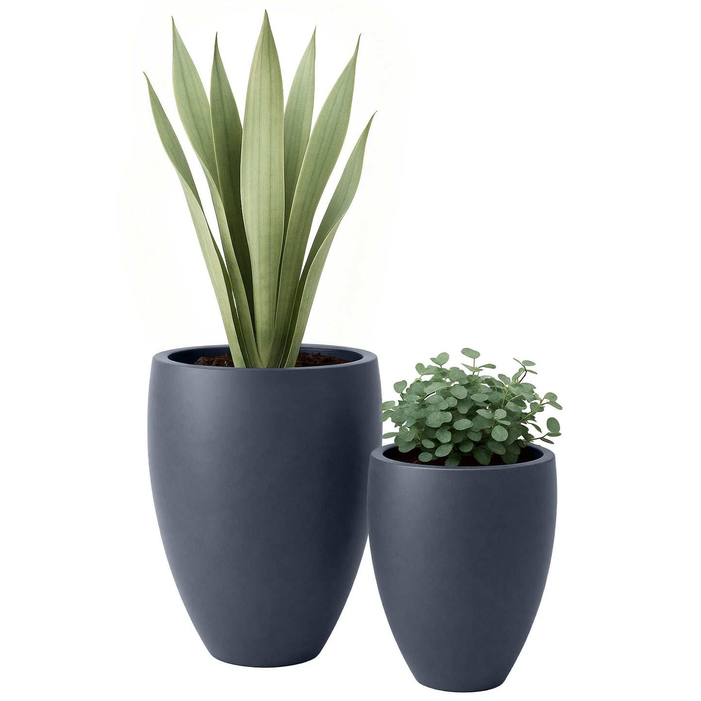 Sarja 2 pyöreää ruukkua 2