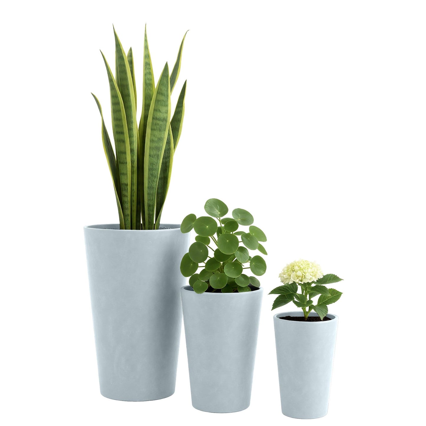 Sarja 3 pyöreää ruukkua 3