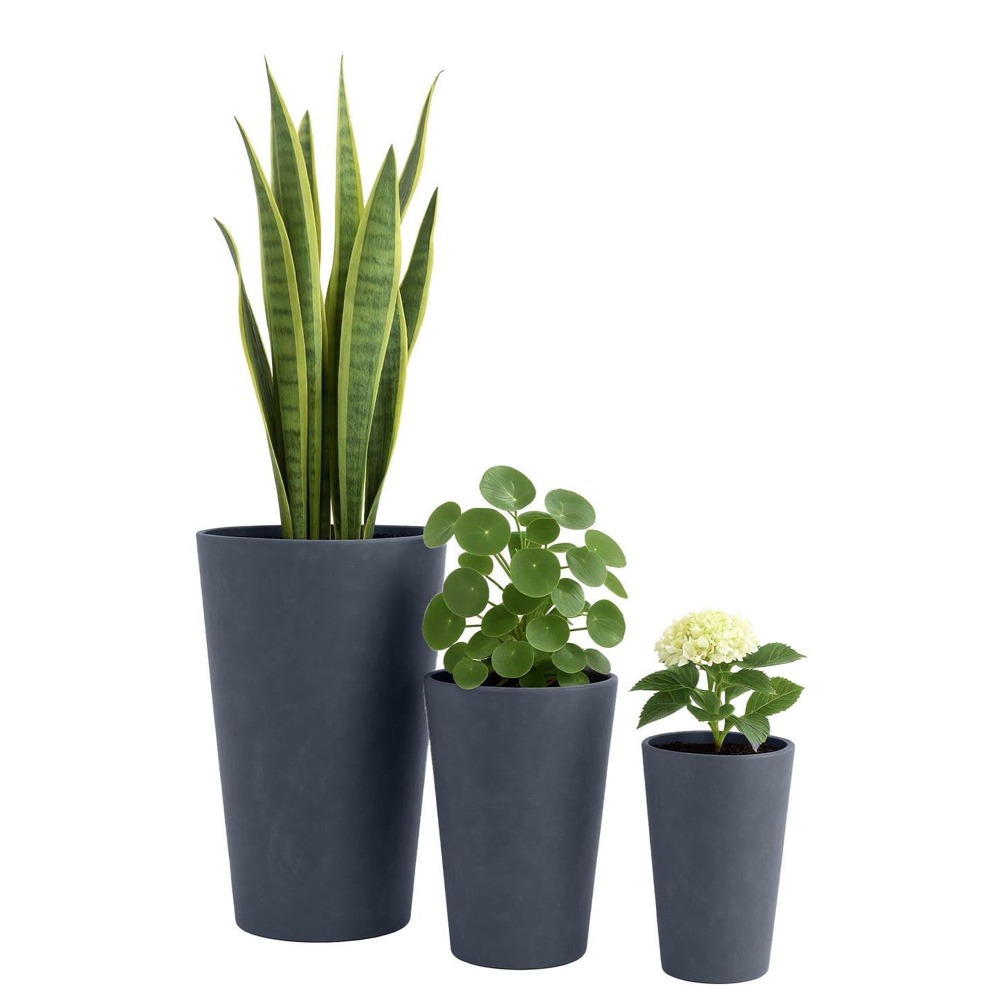 Sarja 3 pyöreää ruukkua 3