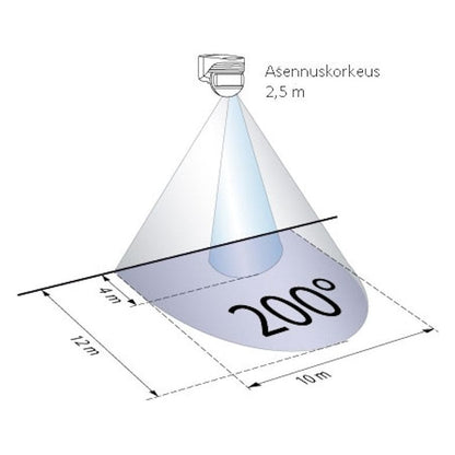LIIKETUNNISTIN LUXOMAT LC200, 12m, 2000W, IP44 VALKOINEN