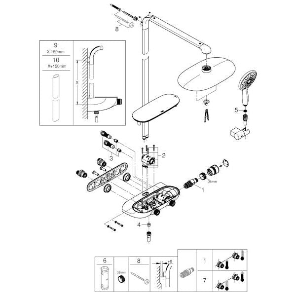 SUIHKUJÄRJESTELMÄ GROHE 26507GL0 EUPHORI SMARTCTRL 310