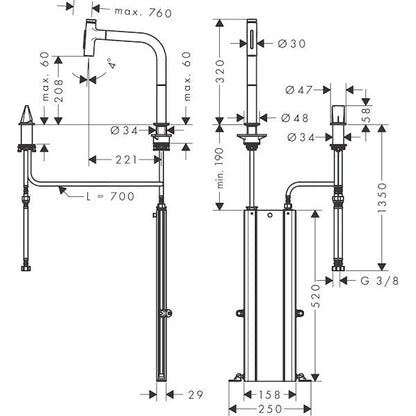 KEITTIÖHANA HANSGROHE 73818670 METRIS M71 200 2JET