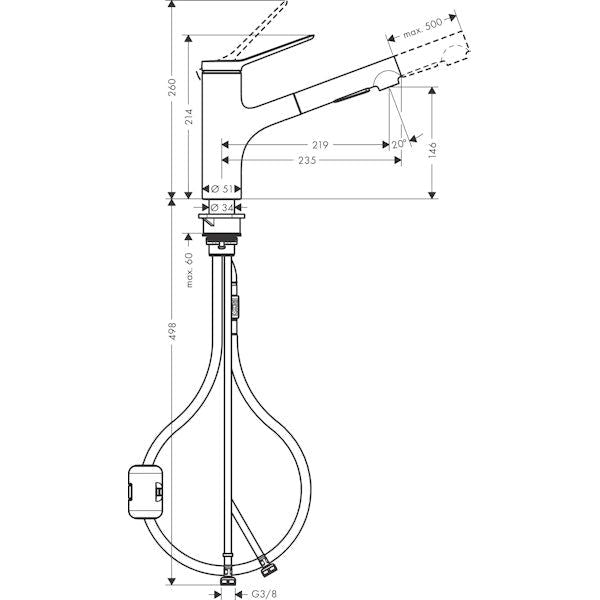 KEITTIÖHANA HANSGROHE 74800670 ZESIS M33 150 2J MUSTA