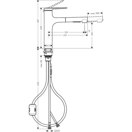 KEITTIÖHANA HANSGROHE 74801670 ZESIS M33 160 2J MUSTA