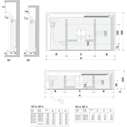 LÄMMITIN NOBÖ FRONT NFK4N 10 1KW IP24 730x400mm