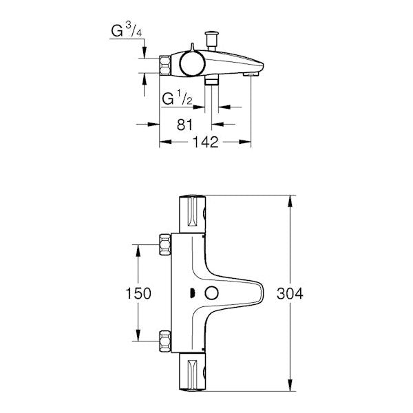 AMME- JA SUIHKUHANA GROHE 34754000 GROHTHERM 800 JP