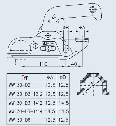 Kuulakytkin WW 3000kg Winterhoff