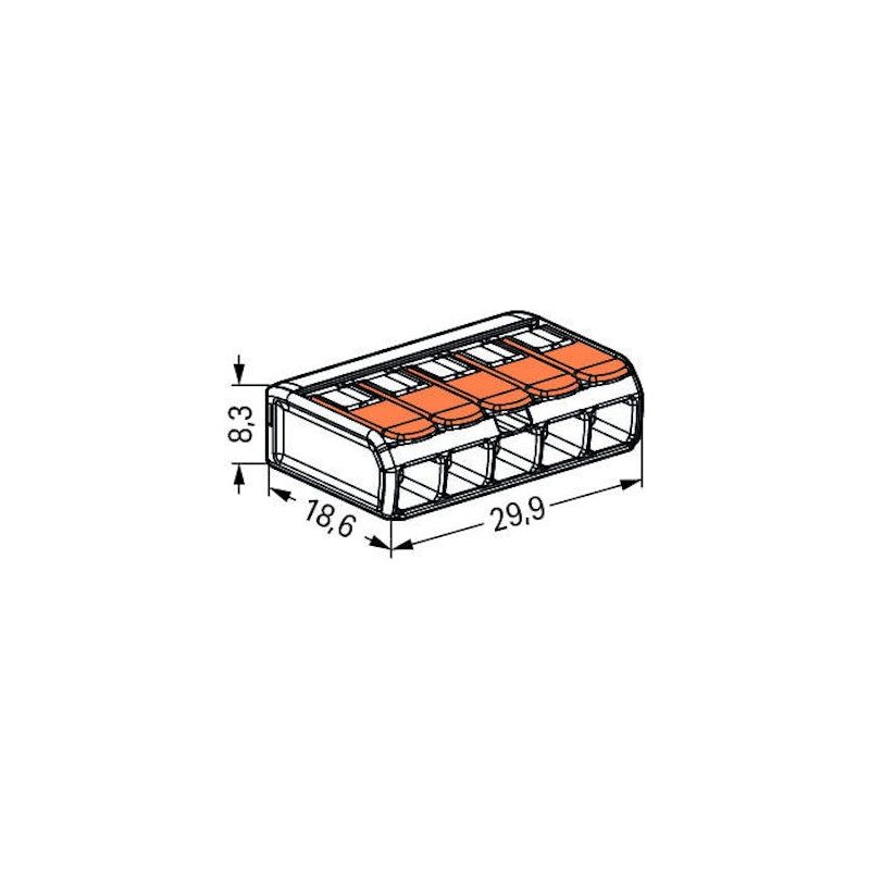 RASIALIITIN WAGO 221-415 VIPU, 5-NAP,0.14-4mm2 25kpl