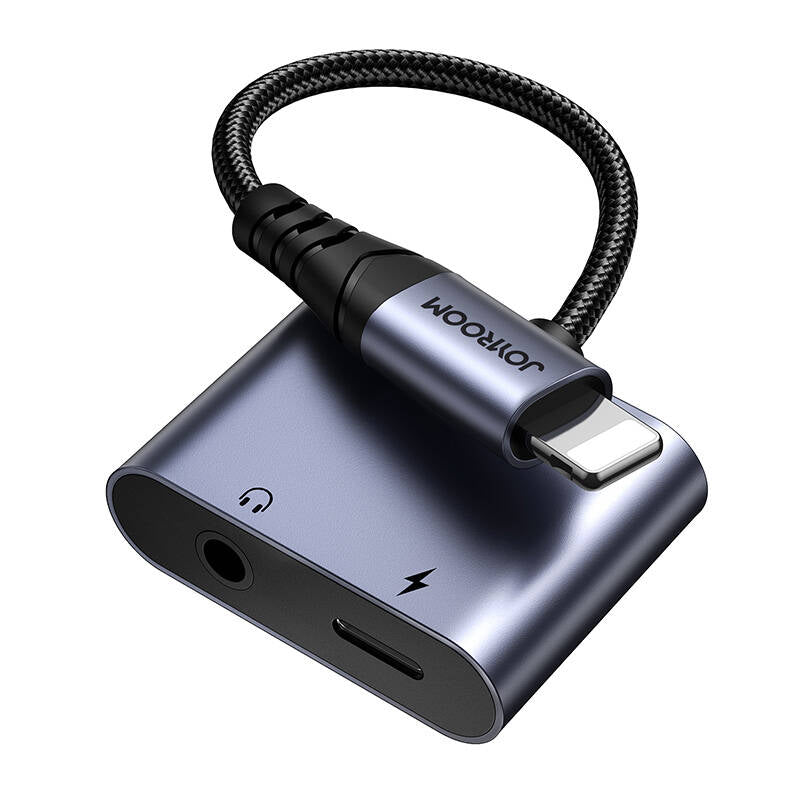 2-in-1 Audio adapter Joyroom SY-L01 Lightning to 3.5mm + Lightning (black) - Kotikauppa