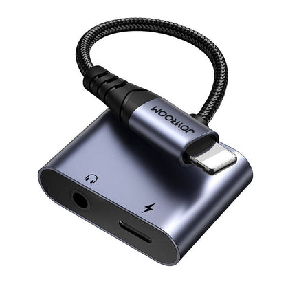 2-in-1 Audio adapter Joyroom SY-L01 Lightning to 3.5mm + Lightning (black) - Kotikauppa
