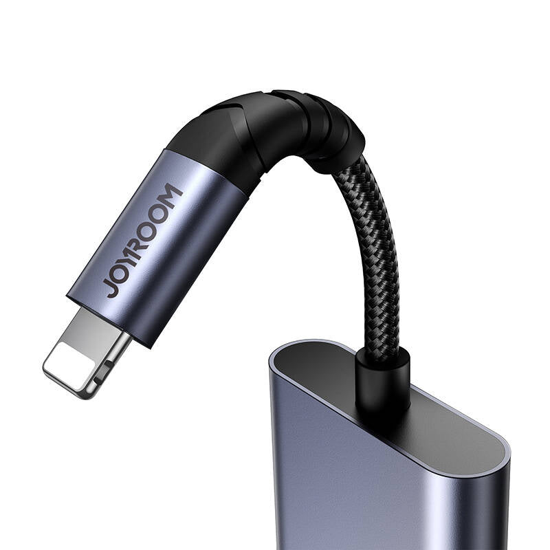 2-in-1 Audio adapter Joyroom SY-L01 Lightning to 3.5mm + Lightning (black) - Kotikauppa