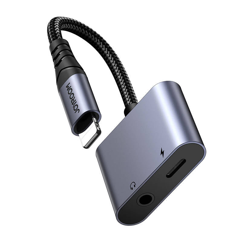 2-in-1 Audio adapter Joyroom SY-L01 Lightning to 3.5mm + Lightning (black) - Kotikauppa