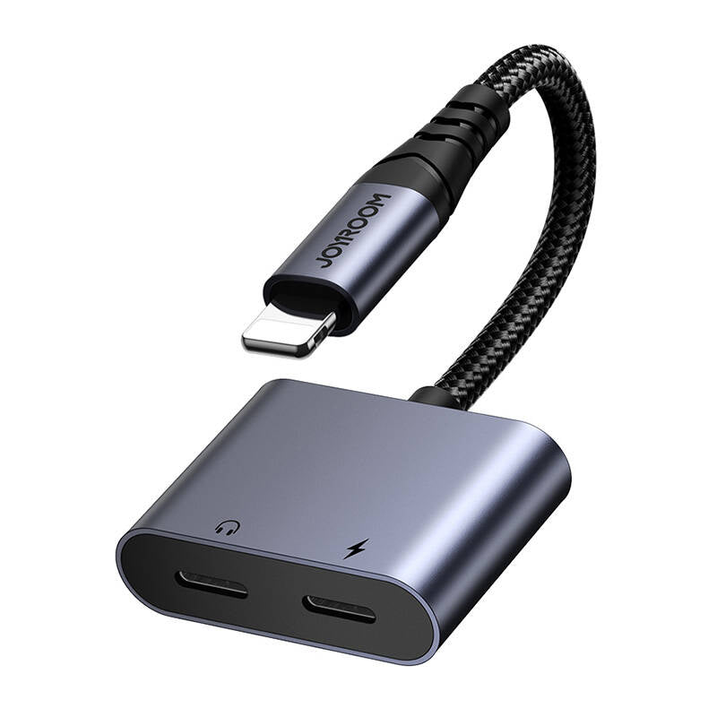 2-in-1 Audio adapter Joyroom SY-L01 Lightning to 3.5mm + Lightning (black) - Kotikauppa