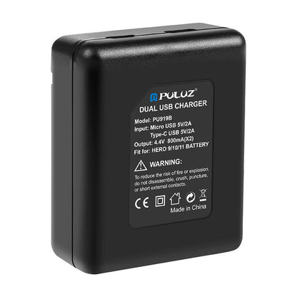2-slot charger Puluz PU919B for GoPro Hero 9/10/11/12 - Kotikauppa