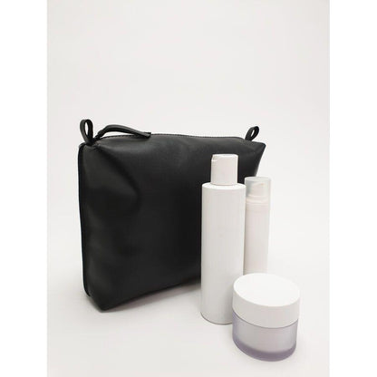 Leather Cosmetic Bag, Black - Large