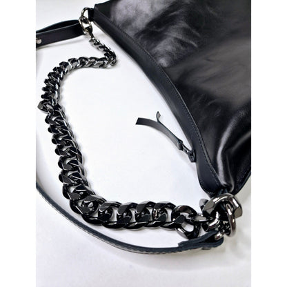 Black Leather Hobo Bag - Large