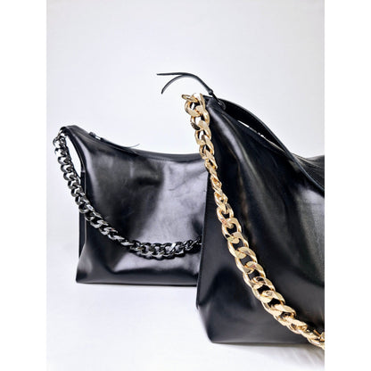 Black Leather Hobo Bag - Large