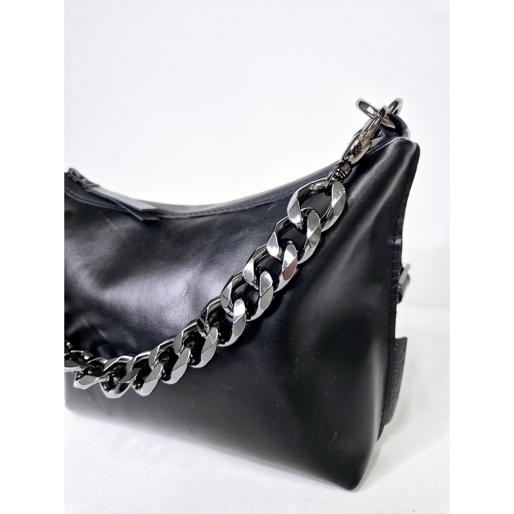 Black Leather Hobo Bag - Small