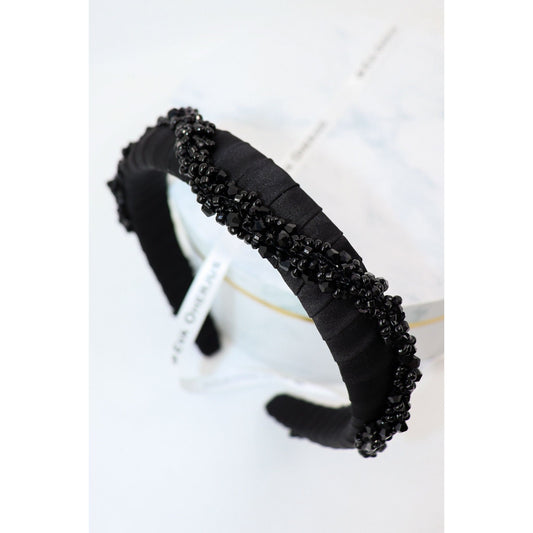 Beaded Thin Mulberry Silk Headband Hestia