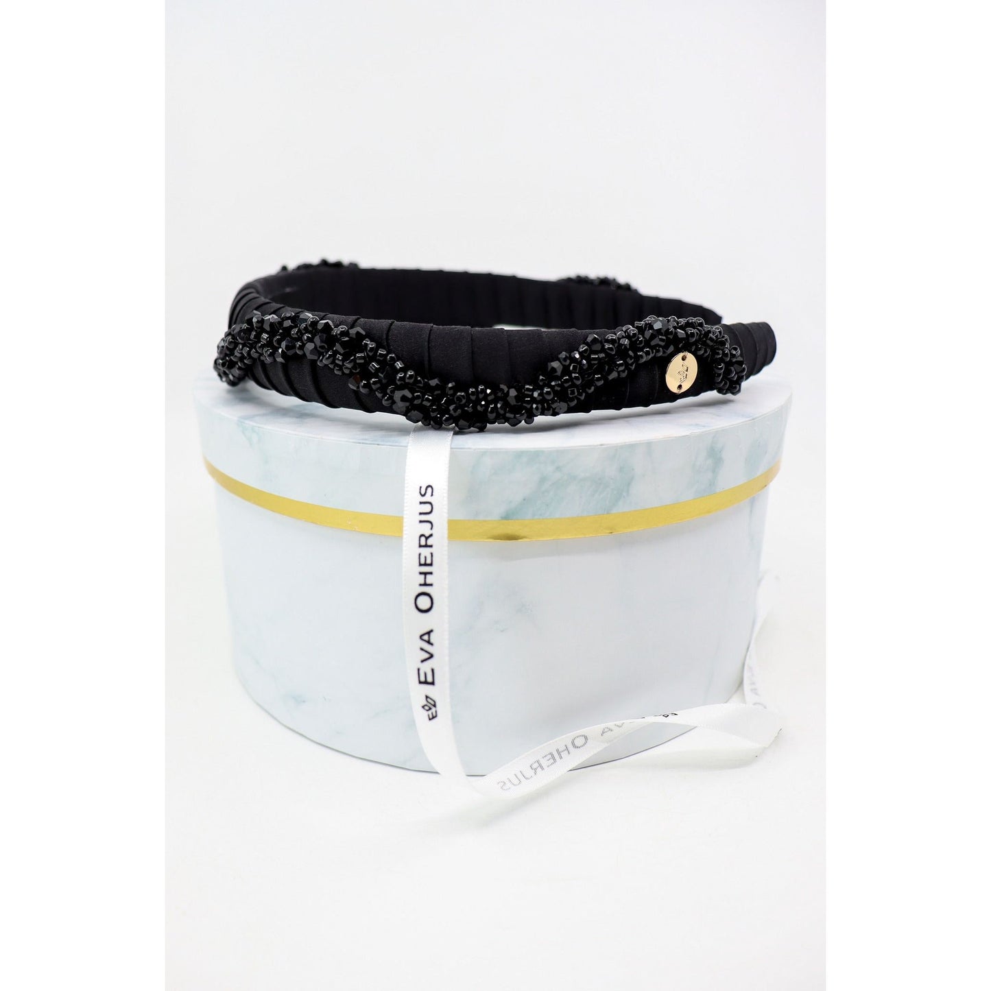 Beaded Thin Mulberry Silk Headband Hestia
