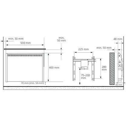RINNAKKAISLÄMMITIN TASO 3.0 350W IP20 500x400mm