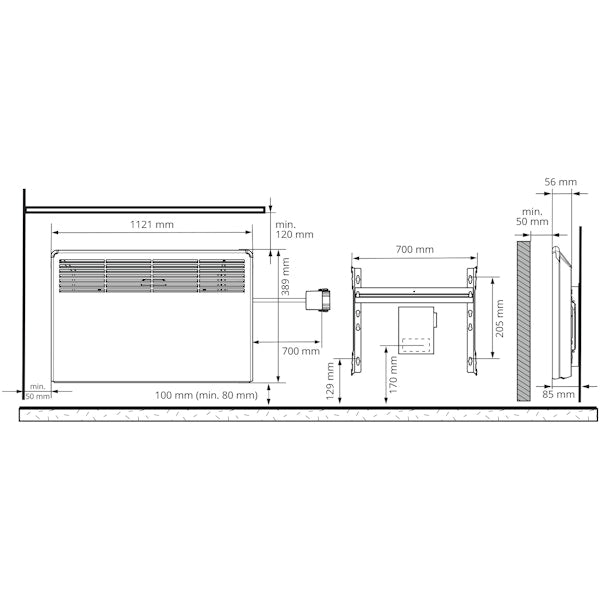 LÄMMITIN ENSTO BETA BT 1500W IP24 K 1120x390mm VALKOINEN