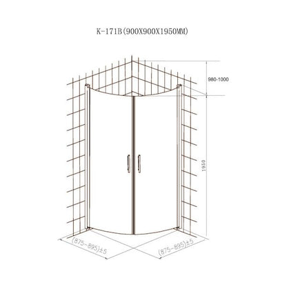 SUIHKUNURKKA OPAL 90x90x195 5mm SAVULASI (CBY952)