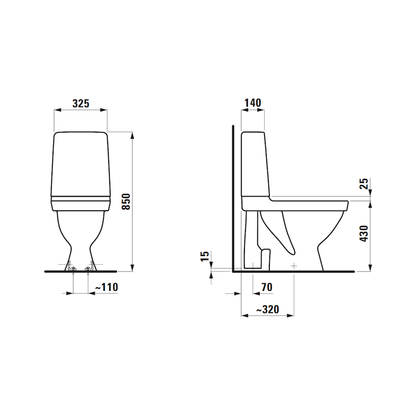 WC-ISTUIN EI KANTTA LAUFEN KOMPAS AVOIN S RIMLESS