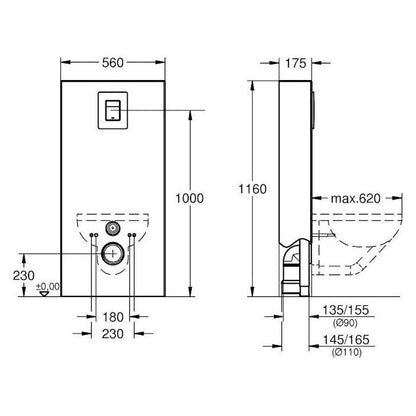 SEINÄ-WC KOTELO GROHE 39377 SOLIDO MONOBLOC VALK.