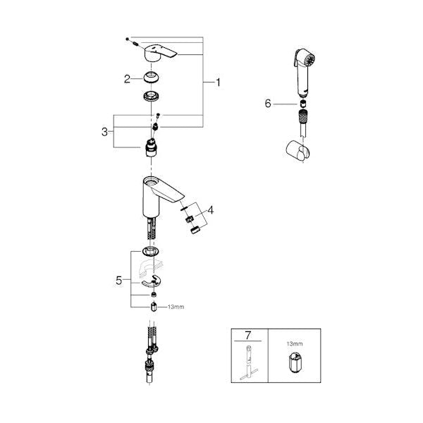 PESUALLASHANA GROHE 23124003 EUROSMART HYGIEN BIDE