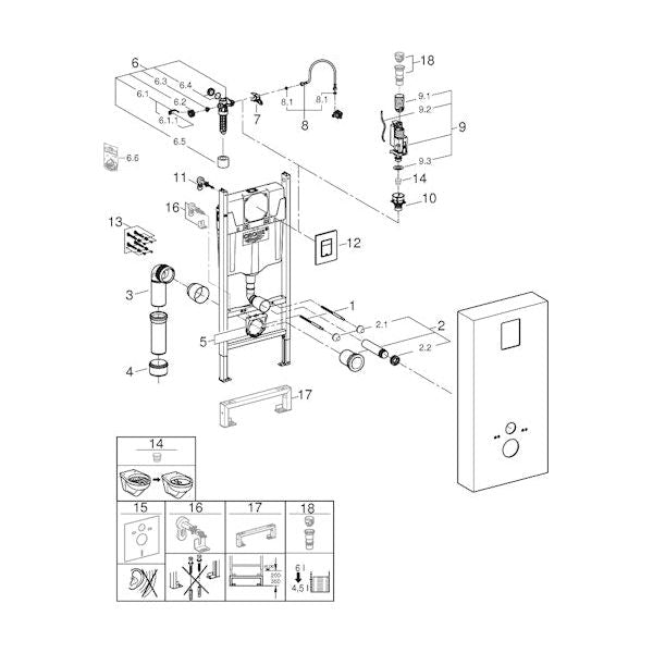 SEINÄ-WC KOTELO GROHE 39377 SOLIDO MONOBLOC VALK.