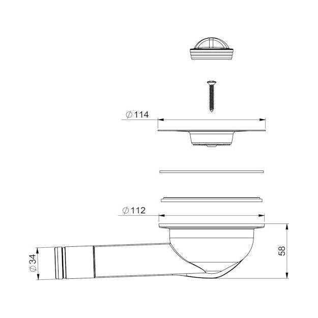 POHJAVENTTIILI PREVEX 13935 114mm SIHTI 70mm TULPPA
