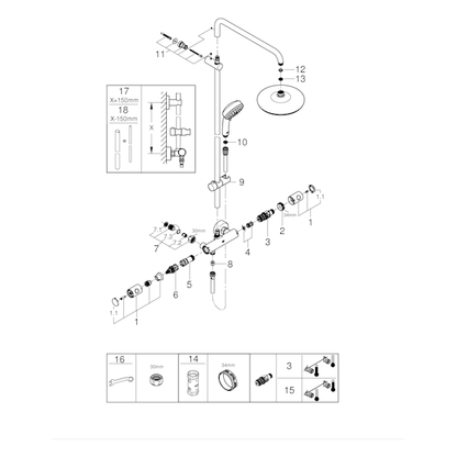 SUIHKUJÄRJESTELMÄ GROHE 26703000 TEMPESTA COSMO 210