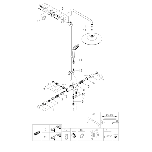 SUIHKUJÄRJESTELMÄ GROHE 26708000 EUPHORIA 260 JP