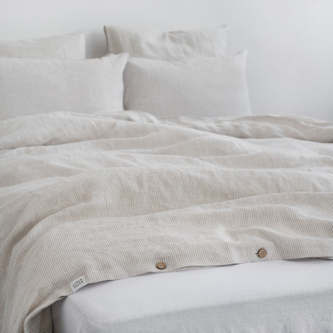 Pellava pussilakanasetti - Natural Stripes (Parivuode) - Linen Tales