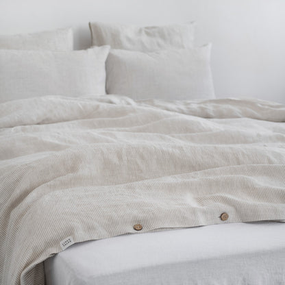 Pellava pussilakanasetti - Natural Stripes (Parivuode) - Linen Tales