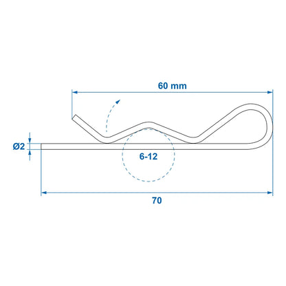 Kiinnitystappi yksittäinen 2mm / 6-12mm 2 kpl tuplapakkaus