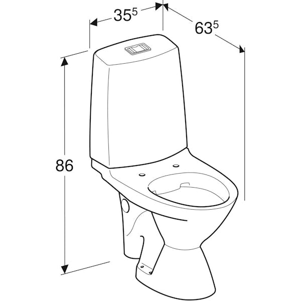 WC-istuin Ido Glow 63 kanneton kiinnitysrei'illä 2-huuhtelu poistoputki vasemmalle