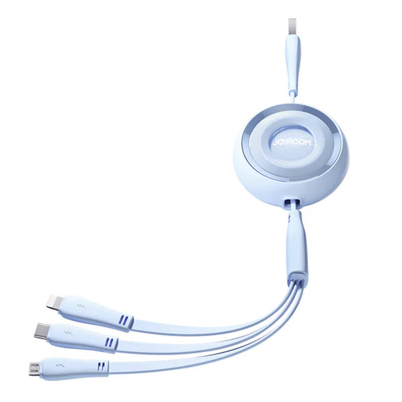 3in1 Joyroom Colorful USB to USB-C/Lightning/Micro USB Kaapeli 3.5A, 1m (blue) - Kotikauppa
