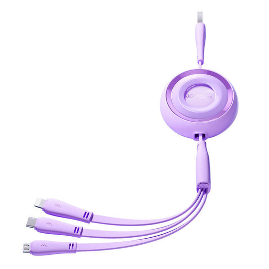 3in1 Joyroom Colorful USB to USB-C/Lightning/Micro USB Kaapeli 3.5A, 1m (purple) - Kotikauppa