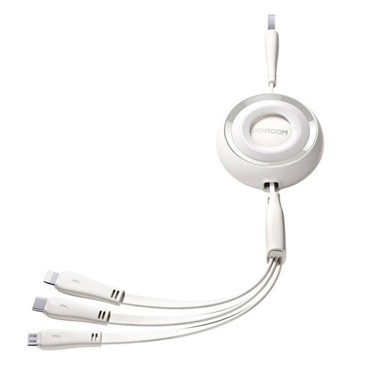 3in1 Joyroom Colorful USB to USB-C/Lightning/Micro USB Kaapeli 3.5A, 1m (white) - Kotikauppa