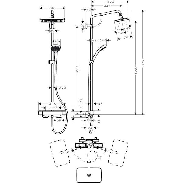 SADESUIHKUHANA HANSGROHE 27909000 CROMA E 280 AIR