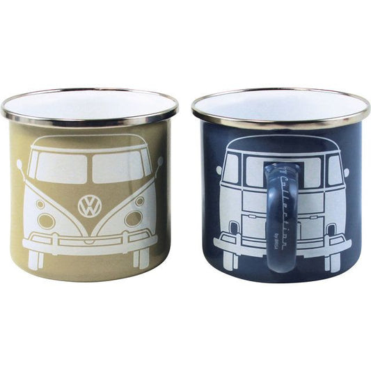 VW Collection T1 -bussi Emalimukit, 2 kpl, 350 ml - Sininen/Harmaa